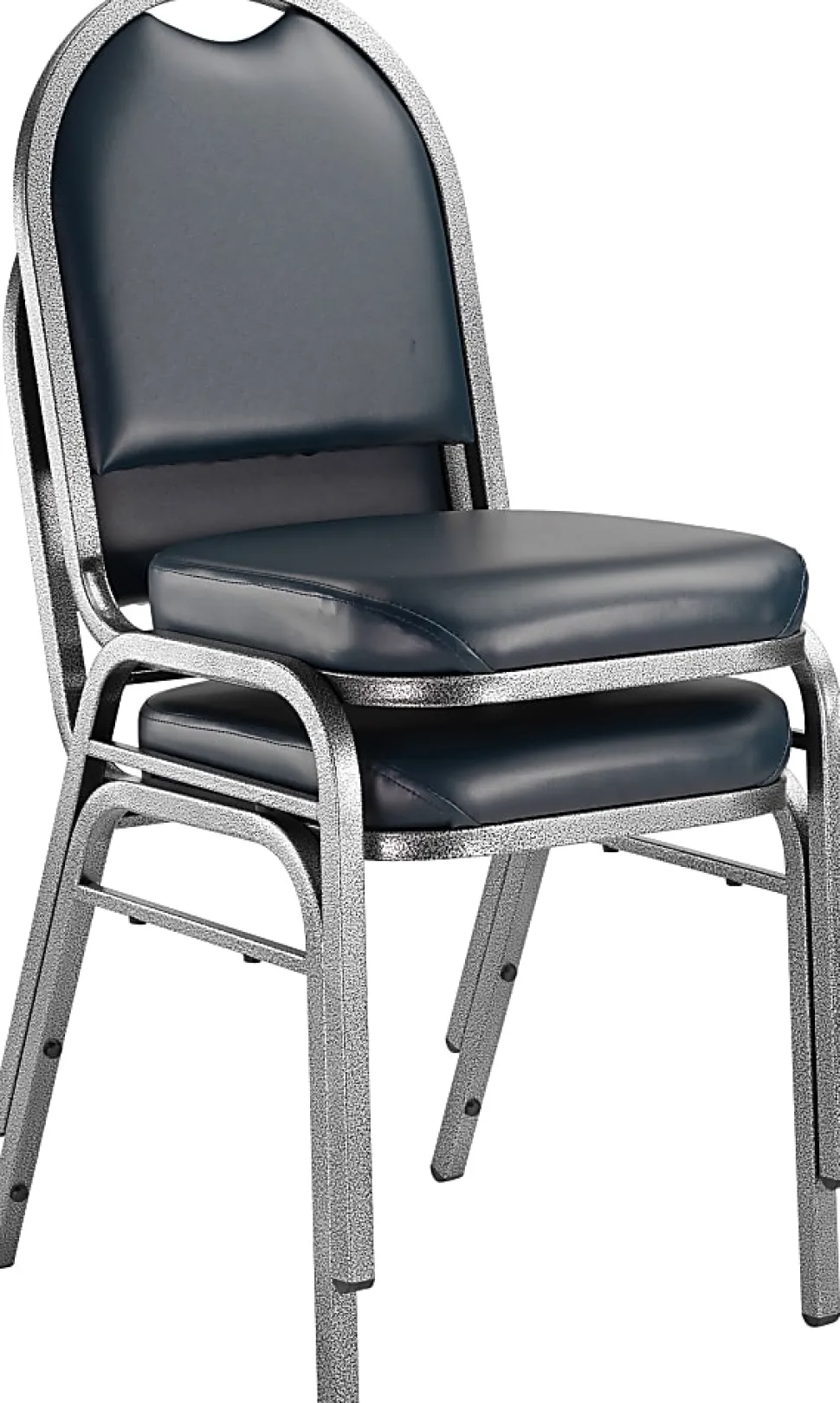 National Public Seating Dome-Back Stacking Banquet Chairs, Vinyl, Midnight Blue/Silvervein, Set Of 2