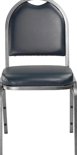 National Public Seating Dome-Back Stacking Banquet Chairs, Vinyl, Midnight Blue/Silvervein, Set Of 2