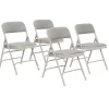 National Public Seating Fabric Upholstered Triple Brace Folding Chairs, Gray, Pack Of 4