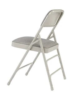 National Public Seating Fabric Upholstered Triple Brace Folding Chairs, Gray, Pack Of 4