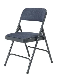 National Public Seating 2200 2-Hinge Folding Chairs, Blue/Char-Blue, Set Of 4 Chairs