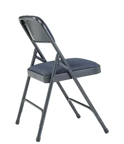 National Public Seating 2200 2-Hinge Folding Chairs, Blue/Char-Blue, Set Of 4 Chairs
