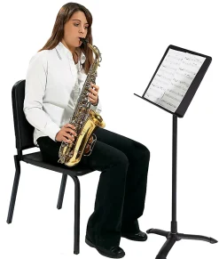 National Public Seating Melody Stackable Music Chairs, Black, Set Of 2