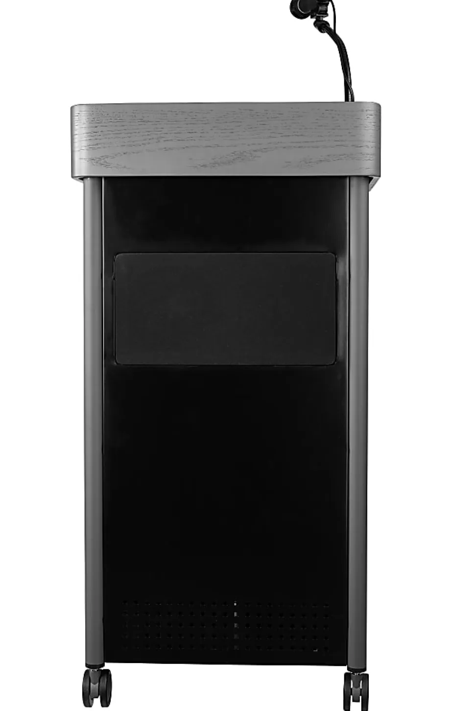National Public Seating Oklahoma Sound Greystone Lectern With Sound, 45-1/2”H x 23-1/2”W x 19-1/4”D, Charcoal