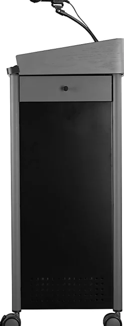 National Public Seating Oklahoma Sound Greystone Lectern With Sound, 45-1/2”H x 23-1/2”W x 19-1/4”D, Charcoal