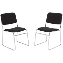 National Public Seating 8600 Padded Signature Stack Chairs, Black/Chrome, Set Of 2 Chairs