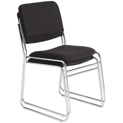National Public Seating 8600 Padded Signature Stack Chairs, Black/Chrome, Set Of 2 Chairs