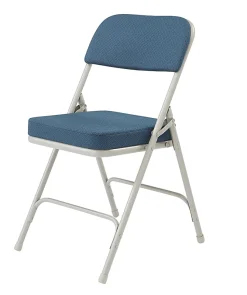 National Public Seating 3200 Series Deluxe Upholstered Folding Chairs, Regal Blue, Set Of 2 Chairs
