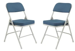 National Public Seating 3200 Series Deluxe Upholstered Folding Chairs, Regal Blue, Set Of 2 Chairs