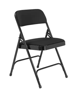 National Public Seating 2200 Series Fabric Upholstered Folding Chairs, Midnight Black, Set Of 4 Chairs