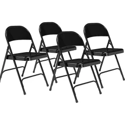 National Public Seating Series 50 Steel Folding Chairs, Black, Set Of 4 Chairs
