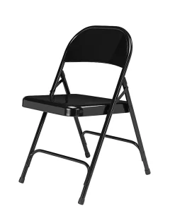 National Public Seating Series 50 Steel Folding Chairs, Black, Set Of 4 Chairs