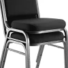 National Public Seating 9200 Series: Dome-Back  Premium Fabric Upholstered Banquet Stack Chair, Ebony Black Seat/Silvervein Frame, Set Of 2
