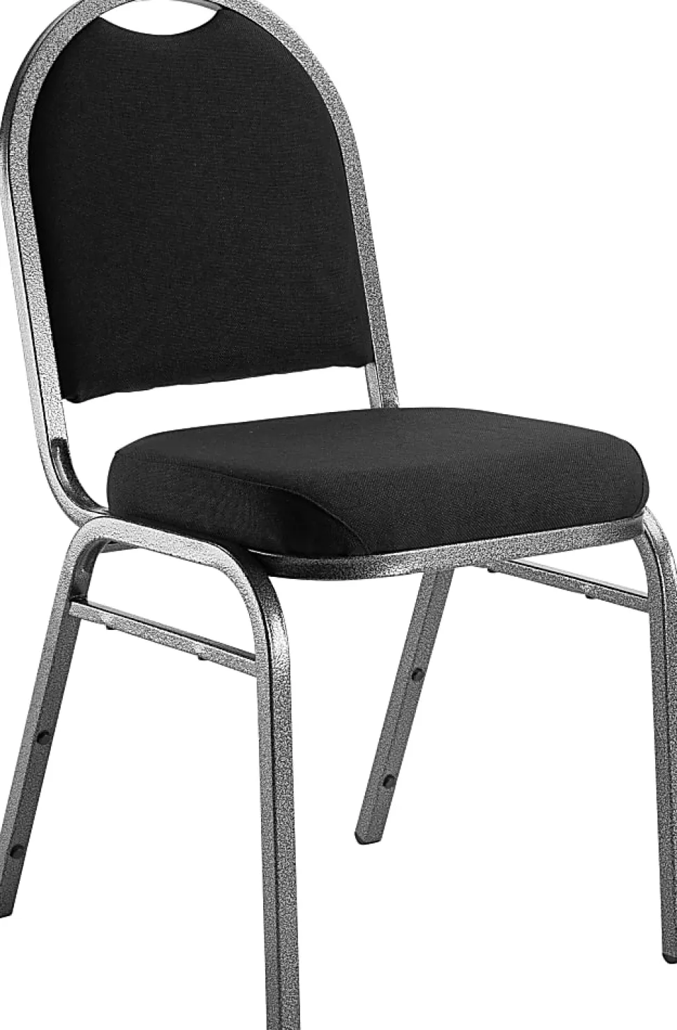 National Public Seating 9200 Series: Dome-Back Premium Fabric Upholstered Banquet Stack Chair, Ebony Black Seat/Silvervein Frame, Set Of 2