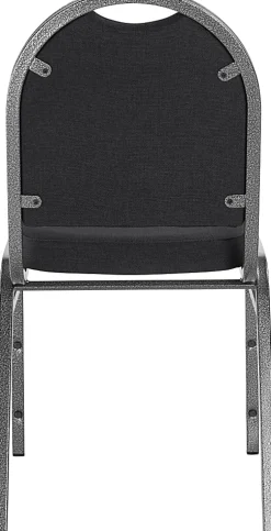 National Public Seating 9200 Series: Dome-Back Premium Fabric Upholstered Banquet Stack Chair, Ebony Black Seat/Silvervein Frame, Set Of 2