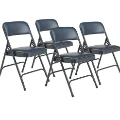 National Public Seating Series 1200 Folding Chairs, Blue/Char-Blue, Set Of 4 Chairs