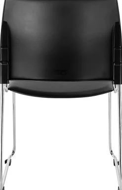 National Public Seating 8700 Series Cafetorium Plush Vinyl Stack Chairs, Black, Pack Of 4 Chairs
