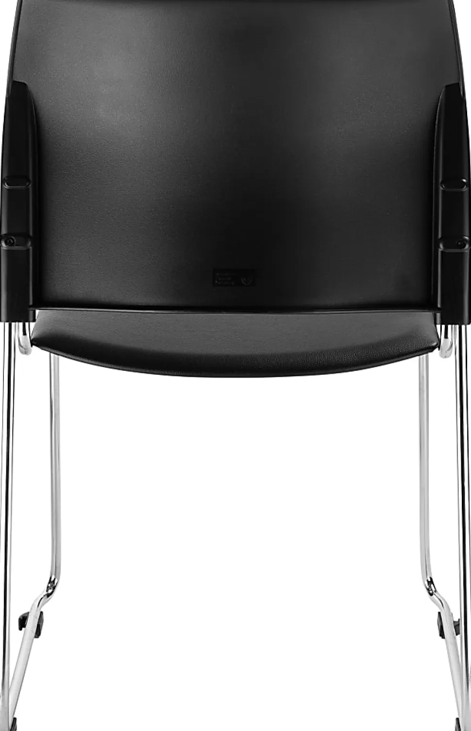 National Public Seating 8700 Series Cafetorium Plush Vinyl Stack Chairs, Black, Pack Of 4 Chairs