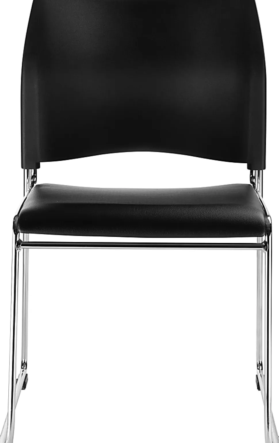 National Public Seating 8700 Series Cafetorium Plush Vinyl Stack Chairs, Black, Pack Of 4 Chairs
