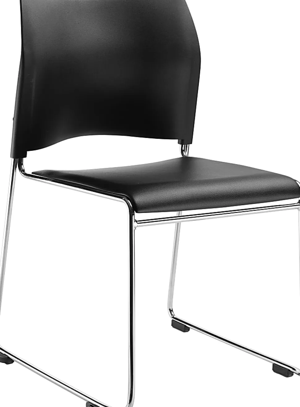 National Public Seating 8700 Series Cafetorium Plush Vinyl Stack Chairs, Black, Pack Of 4 Chairs