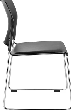 National Public Seating 8700 Series Cafetorium Plush Vinyl Stack Chairs, Black, Pack Of 4 Chairs
