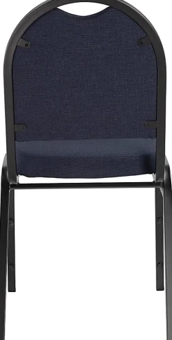National Public Seating 9200 Series: Dome-Back Premium Fabric Upholstered Banquet Stack Chair, Midnight Blue Seat/Black Sandtex Frame, Set Of 2