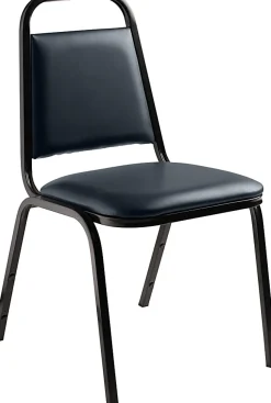 National Public Seating 9100 Series Vinyl Upholstered Banquet Stack Chairs, Midnight Blue/Black, Pack Of 4 Chairs