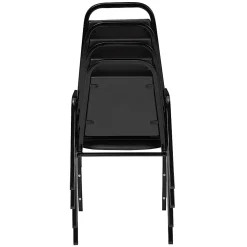 National Public Seating Square Back Padded Vinyl Seat, Banquet Stack Chair, 15 3/4" Seat Width, Black Seat/Black Frame, Set of 4