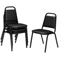 National Public Seating Square Back Padded Vinyl Seat, Banquet Stack Chair, 15 3/4