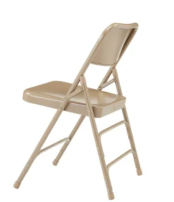 National Public Seating Steel Triple Brace Folding Chairs, Beige, Pack Of 4