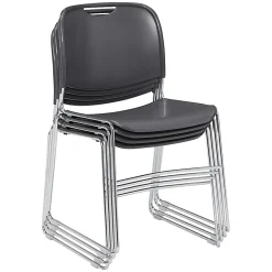 National Public Seating 8500 Ultra-Compact Plastic Stack Chairs, Gunmetal/Chrome, Set Of 4 Chairs