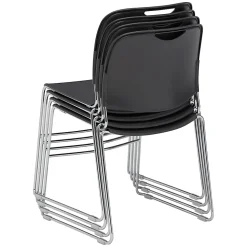 National Public Seating 8500 Ultra-Compact Plastic Stack Chairs, Gunmetal/Chrome, Set Of 4 Chairs