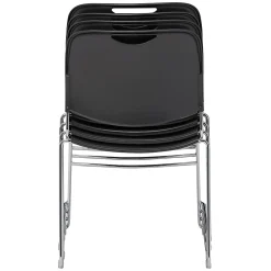 National Public Seating 8500 Ultra-Compact Plastic Stack Chairs, Gunmetal/Chrome, Set Of 4 Chairs