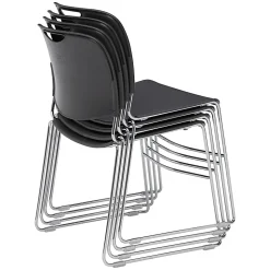 National Public Seating 8500 Ultra-Compact Plastic Stack Chairs, Gunmetal/Chrome, Set Of 4 Chairs