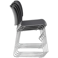 National Public Seating 8500 Ultra-Compact Plastic Stack Chairs, Gunmetal/Chrome, Set Of 4 Chairs