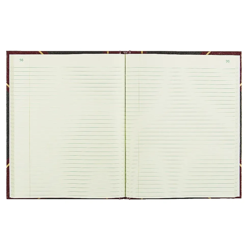 National® 50% Recycled Black Texhide Record Book With Margin, 8 3/8" x 10 3/8", 150 Pages
