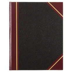 National® 50% Recycled Black Texhide Record Book With Margin, 8 3/8" x 10 3/8", 150 Pages