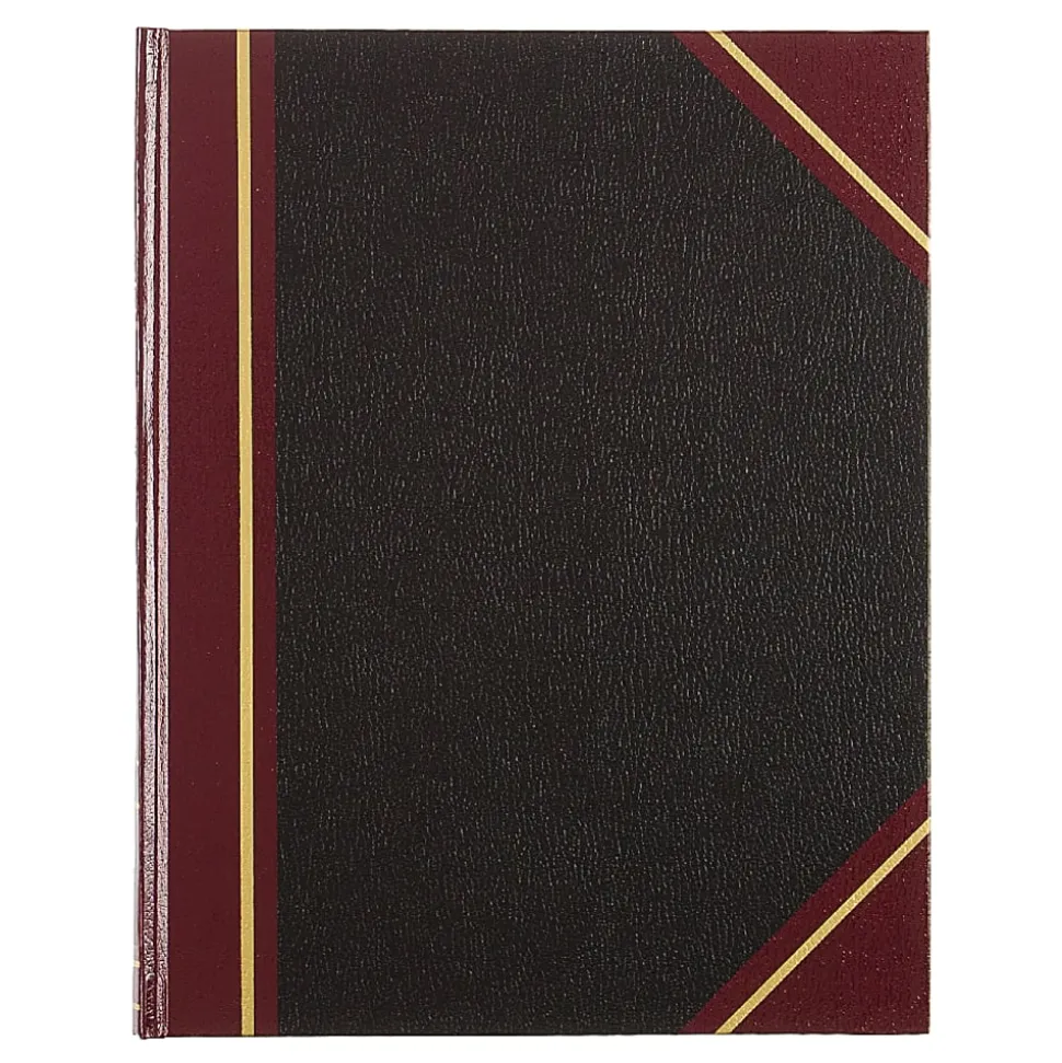 National® 50% Recycled Black Texhide Record Book With Margin, 8 3/8" x 10 3/8", 150 Pages