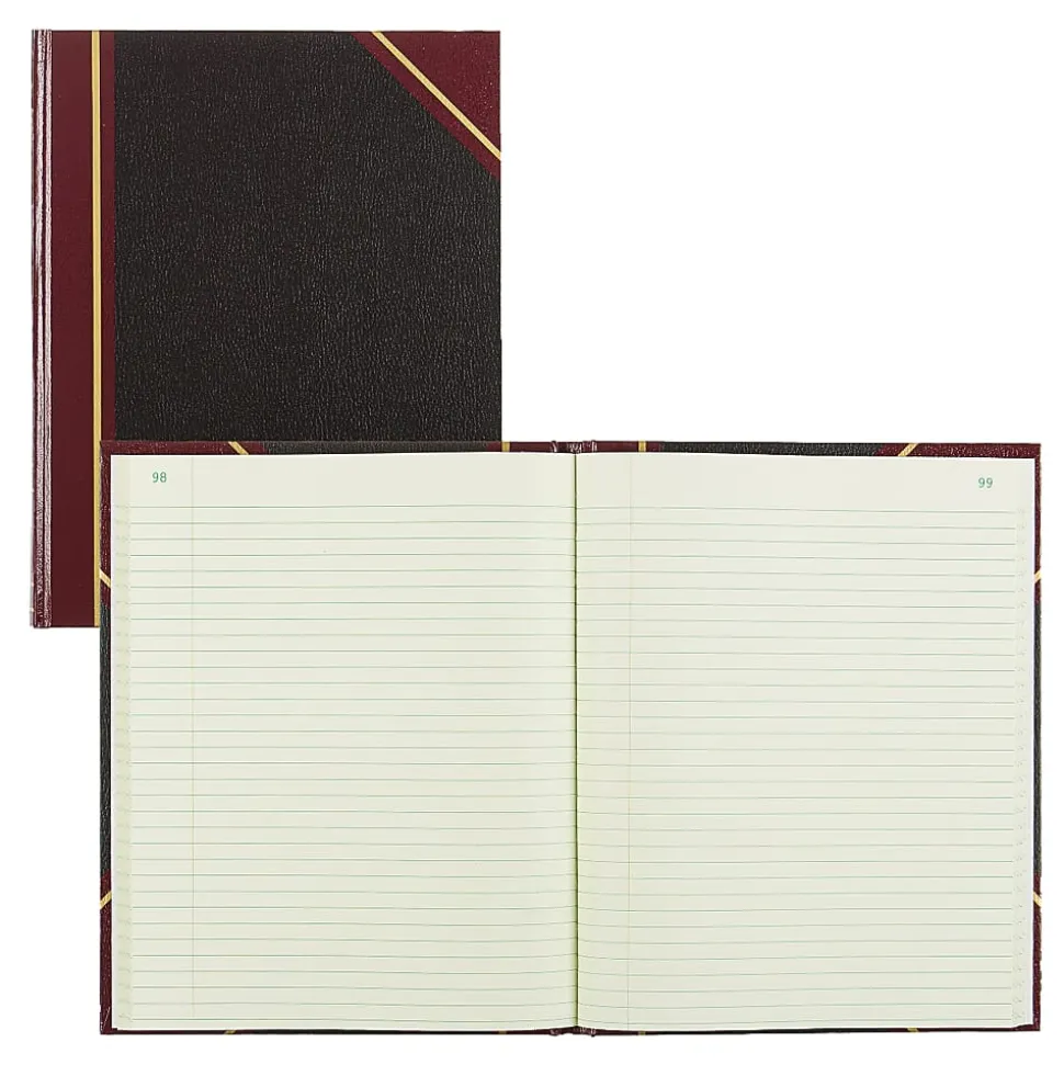 National® 50% Recycled Black Texhide Record Book With Margin, 8 3/8" x 10 3/8", 150 Pages