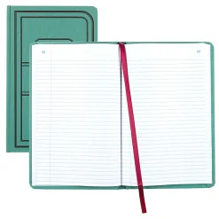 National® Sewn Canvas Account Book, 12 1/8" x 7 5/8", 50% Recycled, Green, 35 Lines Per Page, Book Of 500 Pages