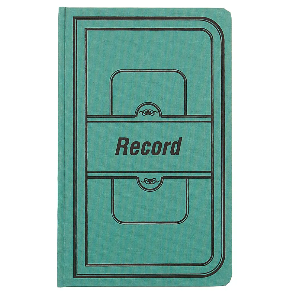 National® Sewn Canvas Account Book, 12 1/8" x 7 5/8", 50% Recycled, Green, 35 Lines Per Page, Book Of 500 Pages