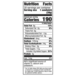 NATURE VALLEY Biscuit Sandwich with Almond Butter, 1.35 oz, 30 Count