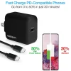 Naztech 20-Watt Power Delivery USB-C Wall Charger And USB-C To USB-C Cable, 4', Black