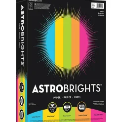 Neenah® Astrobrights® Bright Color Copy Paper, 1 Ream, Bright Assortment, Letter (8.5" x 11"), 500 Sheets Per Ream, 24 Lb, 94 Brightness