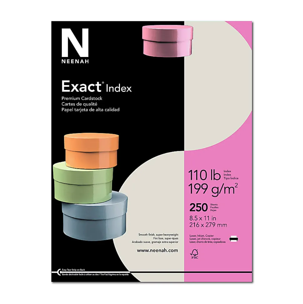 Neenah®Exact® Index Card Stock, 110 Lb., 8 1/2" x 11", Gray, Pack Of 250 Sheets