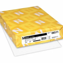 Neenah Paper Classic Laser/Inkjet Print Copy And Multi Use Paper, Letter Size (8 1/2" x 11"), 24 Lb, Laid, Avon Brilliant, Ream Of 500 Sheets