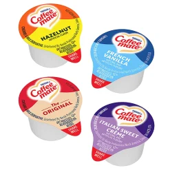 Nestlé® Coffee-mate® Liquid Creamer, Original/French Vanilla/Hazelnut/Peppermint Mocha Flavor Variety Pack, 0.37 Oz Single Serve x 200