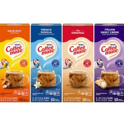 Nestlé® Coffee-mate® Liquid Creamer, Original/French Vanilla/Hazelnut/Peppermint Mocha Flavor Variety Pack, 0.37 Oz Single Serve x 200