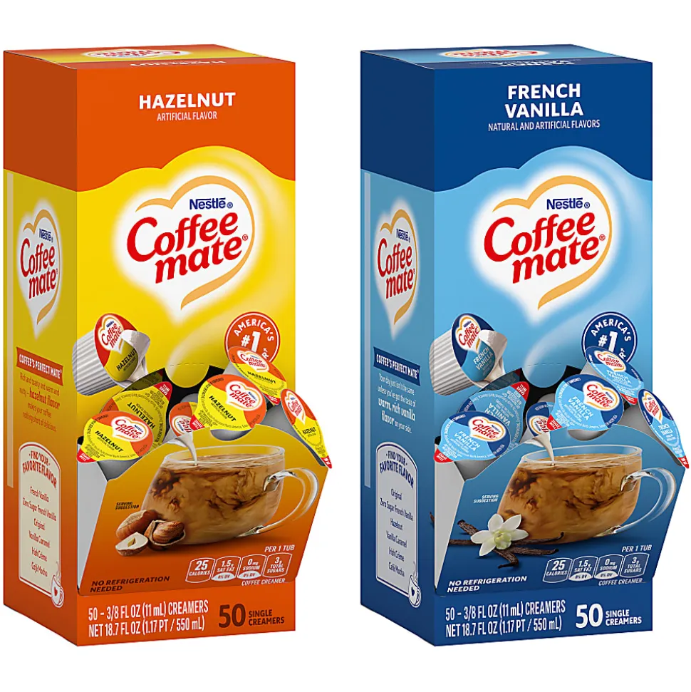 Nestlé® Coffee-mate® Liquid Creamer, Original/French Vanilla/Hazelnut/Peppermint Mocha Flavor Variety Pack, 0.37 Oz Single Serve x 200