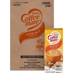 Nestle Coffee mate Liquid Creamer, Hazelnut Flavor, 50 Oz Single Serve, 200/Pack
